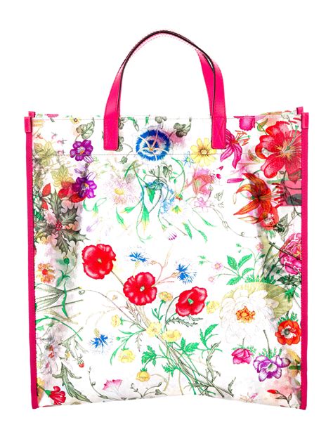 gucci pouch floral|Gucci clear tote bag.